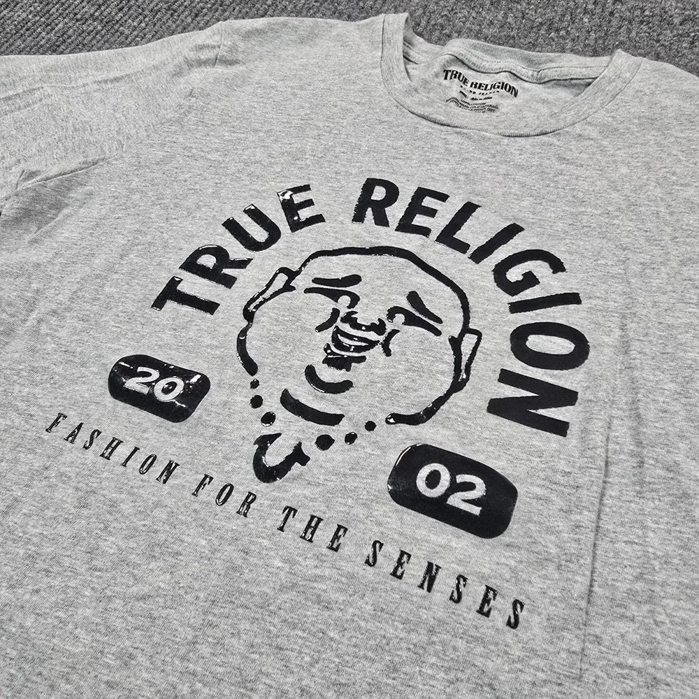 True Religion Shirt Mens Small Gray Buddha 2002 Fashion For Senses Graphic‎ Tee